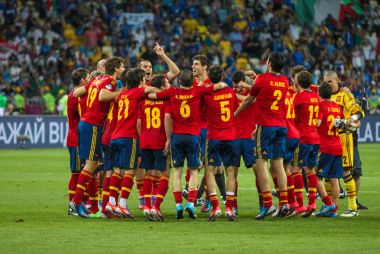 Spain national football team celebrates their victory