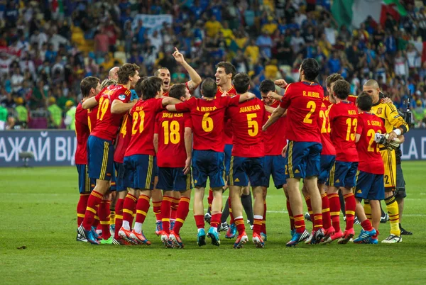 Seleção Espanhola de futebol celebra sua vitória — Fotografia de Stock