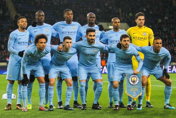 Charkiv Ukraina December 2017 Spelare Manchester City Uefa Champions League — Stockfoto