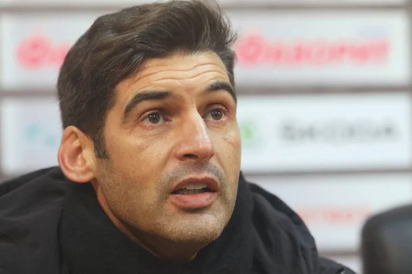 Poltava Ukraine Maaliskuu 2018 Jalkapallovalmentaja Paulo Fonseca Ottelun Aikana Ukrainan — kuvapankkivalokuva