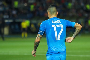 Kharkiv, Ukrayna 13 Eylül, 2017: orta saha oyuncusu Fc Napoli Marek del Şampiyonlar Ligi Shakhtar (Donetsk) - Napoli (İtalya) (Kharkiv, Ukrayna Metalist Stadyumu'nda maç sırasında)