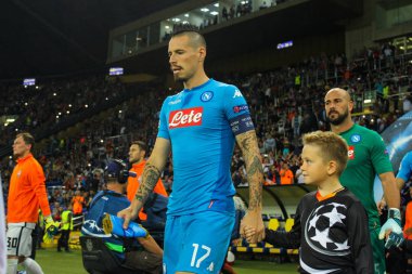 Kharkiv, Ukrayna 13 Eylül, 2017: orta saha oyuncusu Fc Napoli Marek del Şampiyonlar Ligi Shakhtar (Donetsk) - Napoli (İtalya) (Kharkiv, Ukrayna Metalist Stadyumu'nda maç sırasında)