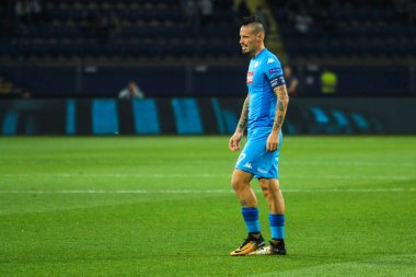 Kharkiv, Ukrayna 13 Eylül, 2017: orta saha oyuncusu Fc Napoli Marek del Şampiyonlar Ligi Shakhtar (Donetsk) - Napoli (İtalya) (Kharkiv, Ukrayna Metalist Stadyumu'nda maç sırasında)