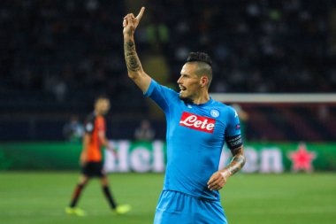 Kharkiv, Ukrayna 13 Eylül, 2017: orta saha oyuncusu Fc Napoli Marek del Şampiyonlar Ligi Shakhtar (Donetsk) - Napoli (İtalya) (Kharkiv, Ukrayna Metalist Stadyumu'nda maç sırasında)