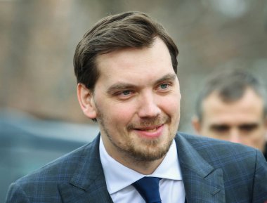 POLTAVA, UKRAINE  12 FEBRUARY 13, 2020: Prime Minister of Ukraine Oleksiy Honcharuk during his visit to Poltava region