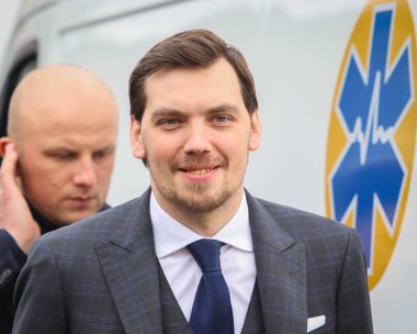 POLTAVA, UKRAINE  12 FEBRUARY 13, 2020: Prime Minister of Ukraine Oleksiy Honcharuk during his visit to Poltava region