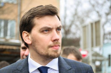 POLTAVA, UKRAINE  12 FEBRUARY 13, 2020: Prime Minister of Ukraine Oleksiy Honcharuk during his visit to Poltava region