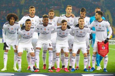 KHARKIV, UKRAINE  20 FEBRUARY, 2020: FC Benfica football players during 201920 UEFA Europa League Shakhtar Donetsk  Benfica in Metalist Stadium