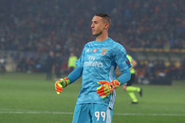 KHARKIV, UKRAINE  20 FEBRUARY, 2020: Greek professional footballer Odysseas Vlachodimos during 201920 UEFA Europa League Shakhtar Donetsk  Benfica in Metalist Stadium