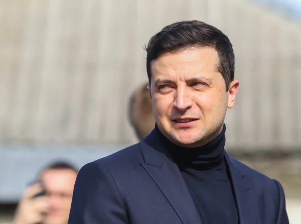 Novi Sanzhary March 2020 President Ukraine Volodymyr Zelensky Visiting City — Stock Photo, Image