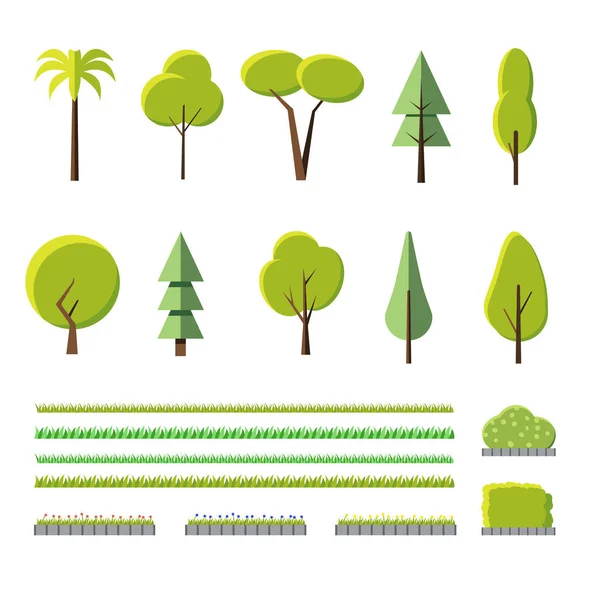 Set d'arbres plats — Image vectorielle