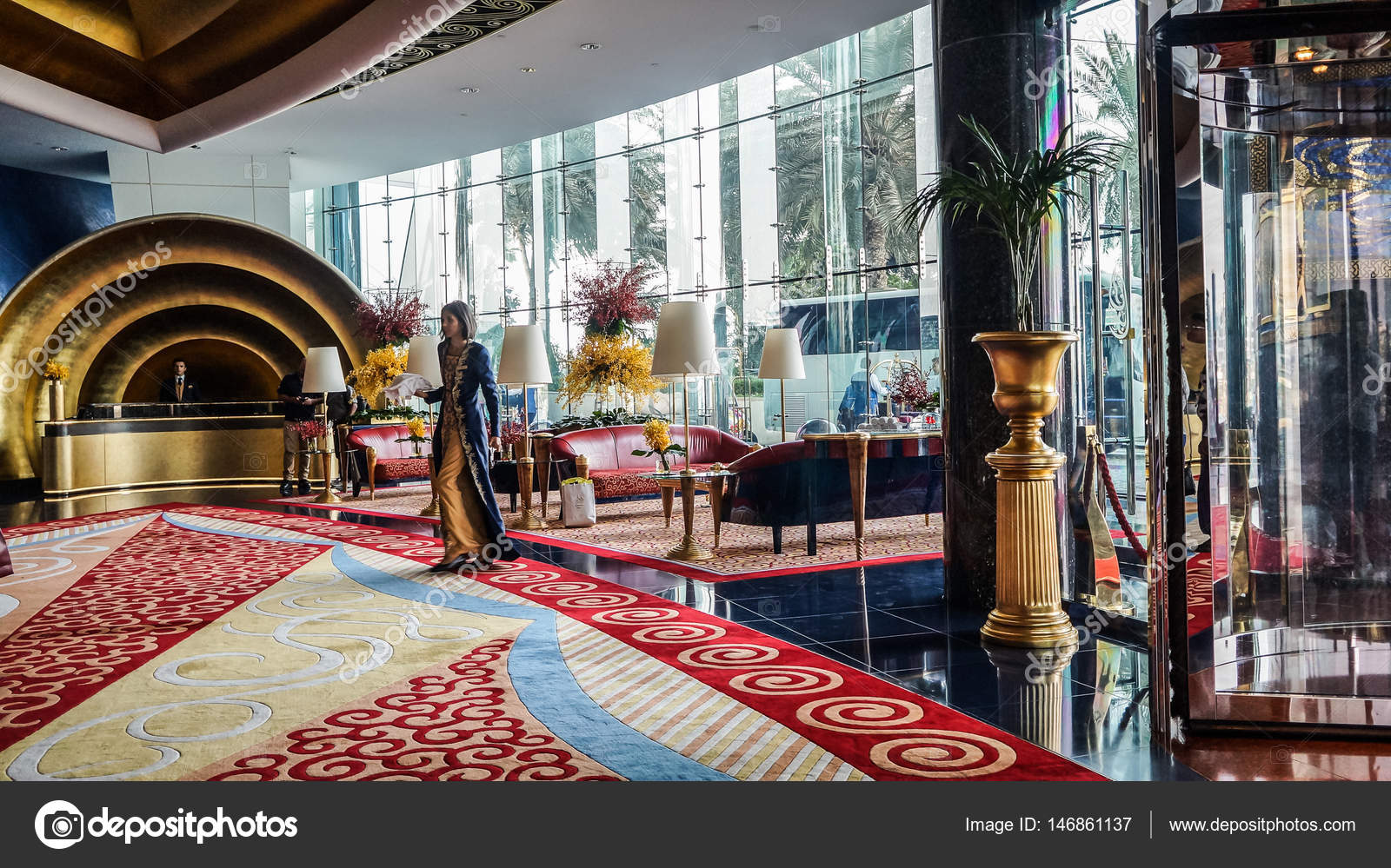 The Lobby Of The Hotel Burj Al Arab Stock Editorial Photo