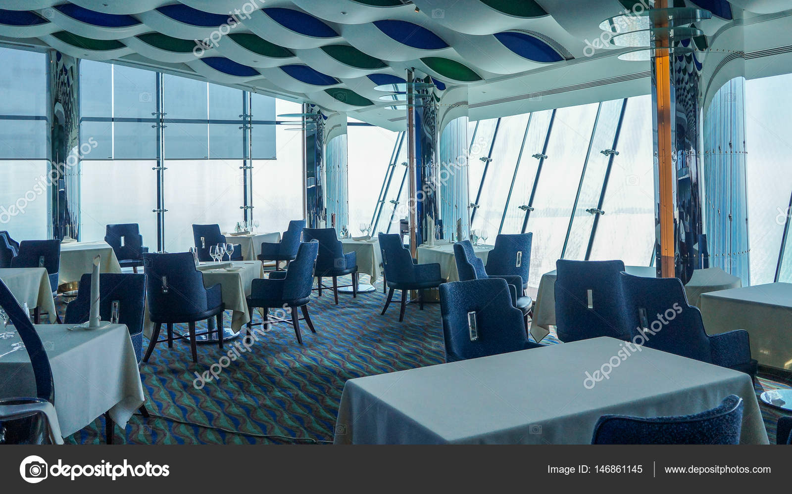 The Interior Of The Restaurant In The Hotel Burj Al Arab