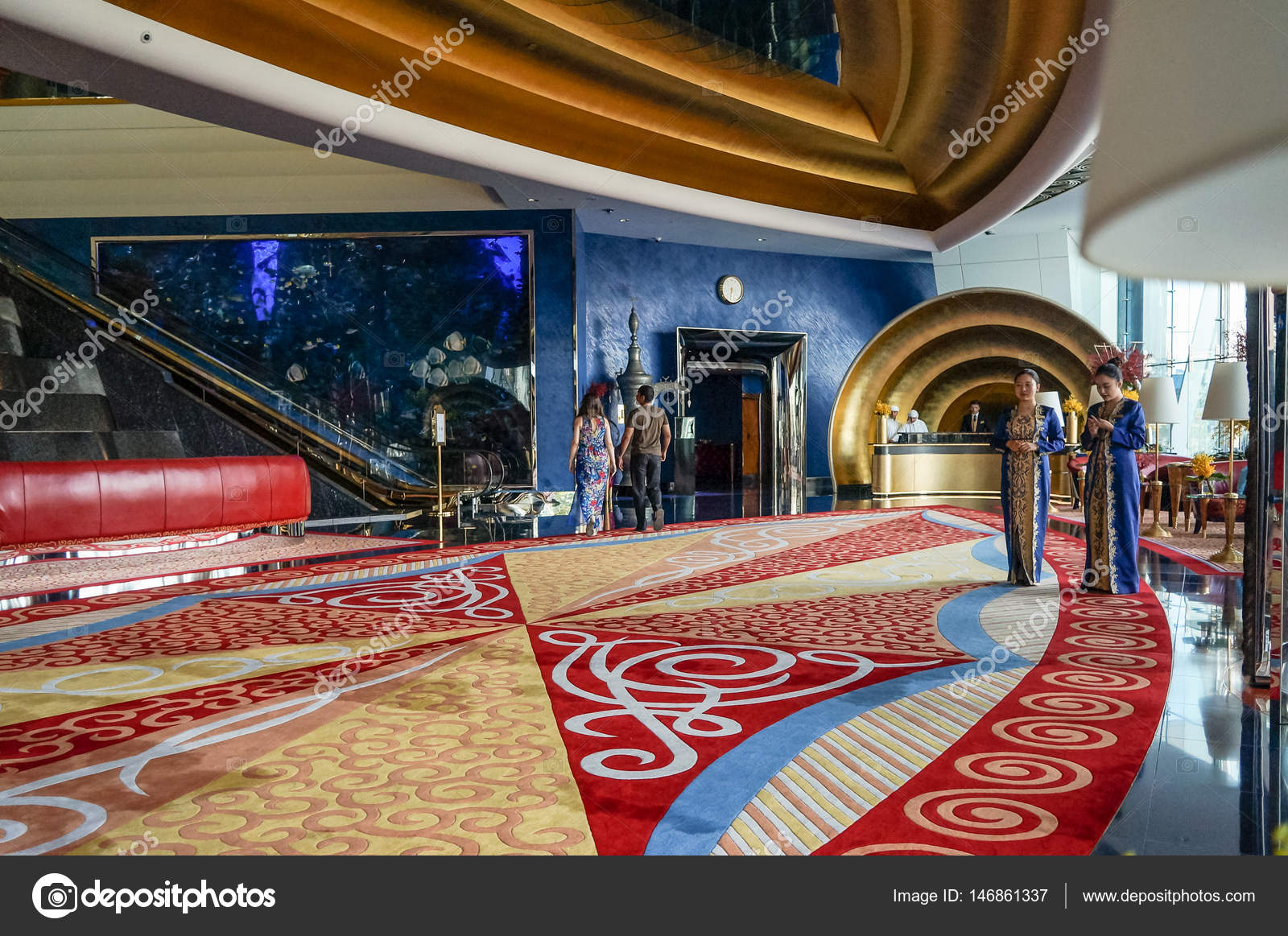 The Lobby Of The Hotel Burj Al Arab Stock Editorial Photo