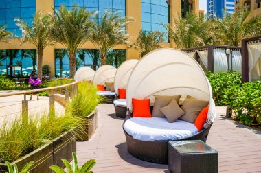 Dubai. 2016 yaz. Fairmont Ajman Hotel sahilden hattı ile Basra Körfezi.