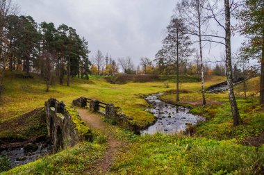 Rus sonbahar manzara. San Park yollarında. Saint-Petersburg. Sonbahar 2016. 