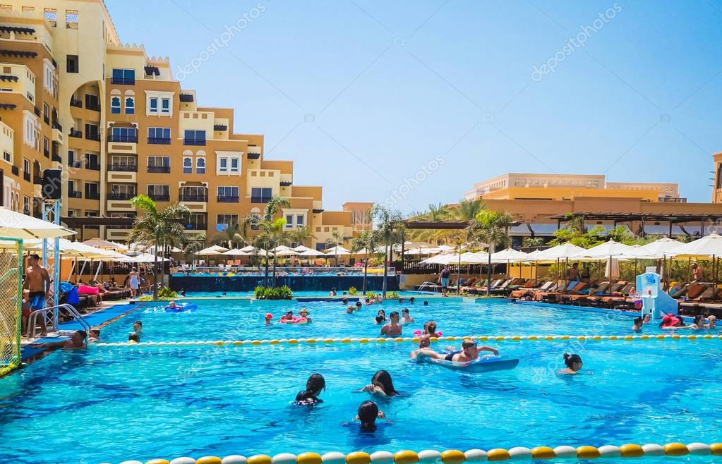 Dubai. In the summer of 2016. Water oasis of the Rixos Bab ...