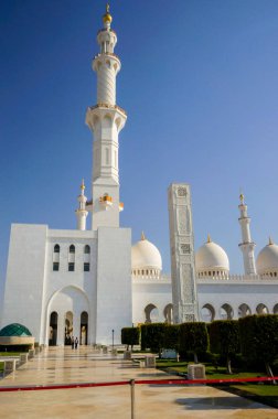 Abu Dhabi. Summer 2016. The Sheikh Zayed Grand mosque. Exterior and the interior. clipart