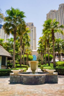 Dubai. 2016 yaz aylarında. Yeşil vaha The Ritz Carlton Dubai Hotel.