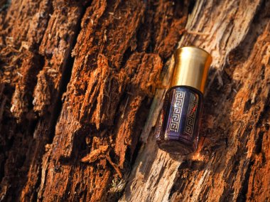 Arap UD attar parfüm veya agarwood yağı kokuları mini şişelerde.