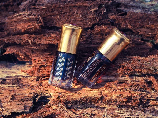 Perfume Oud Attar Árabe Fragancias Aceite Madera Agar Mini Botellas — Foto de Stock