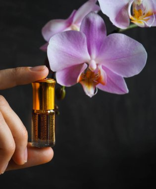 Arap UD attar parfüm veya agarwood yağı kokuları mini şişelerde.