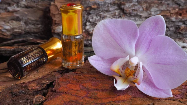 Olio Massaggio Arabo Pietre Fiori Orchidea Con Olio Naturale Nel — Foto Stock