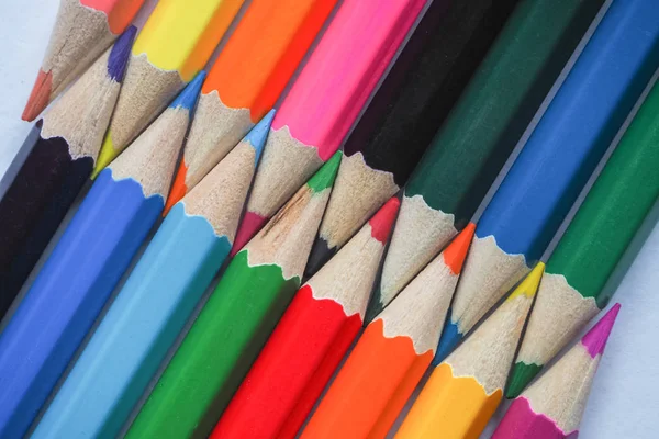 Crayons Couleur Fond Coloré Abstrait Crayons Couleur Main — Photo