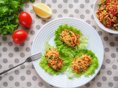 kisir, bulgur Buğday Salatası, Türk mutfağı, vejetaryen yemek.