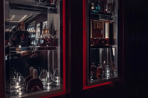 Exclusive cognac in the bar cabinet — Stock Photo, Image