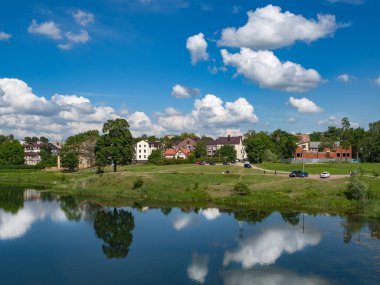 Rural life on the lake in the spring.