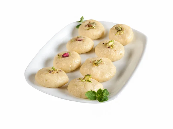 Isolierte Peda (indische Süßigkeit), Milk Fudge Cookies — Stockfoto