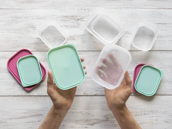 Plastic containers voor het vervoer en de opslag van levensmiddelen — Stockfoto