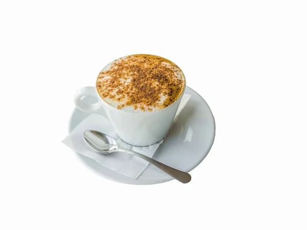 Vereinzelte weiße Tasse Cappuccino. — Stockfoto