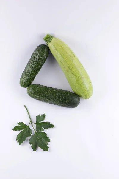 Komkommers Courgette Wortelen Voor Salade — Stockfoto