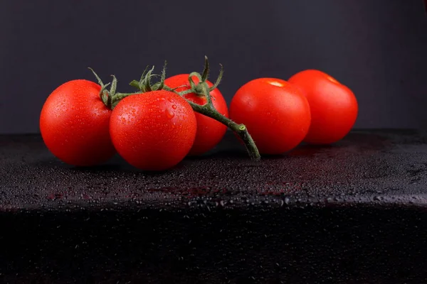 Tomaten mit grünem Schilf — Stockfoto