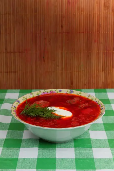 Ukrainian national dish - borsch — Stock Photo, Image