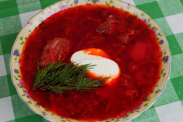 Ukrainian national dish - borsch — Stock Photo, Image