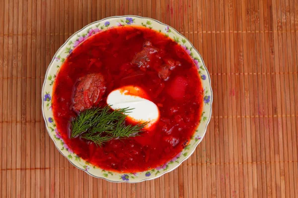 Ukrainian National Dish Borsch — Stock Photo, Image