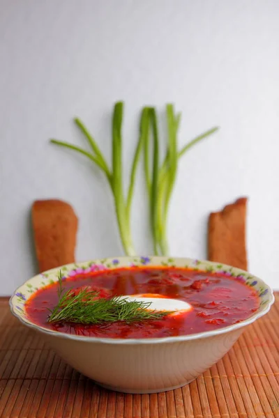 Ukrainian National Dish Borsch — Stock Photo, Image