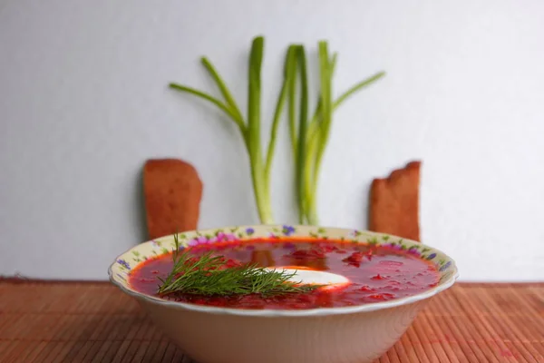 Ukrainian National Dish Borsch — Stock Photo, Image