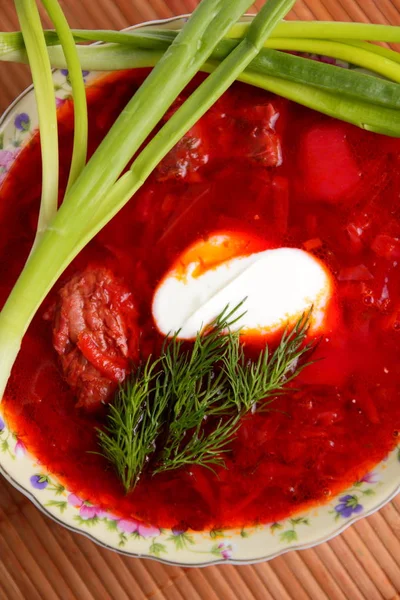 Ukrainian National Dish Borsch — Stock Photo, Image