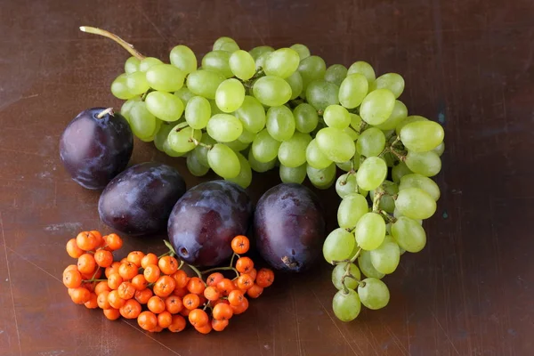 Erik, üzüm ve retro tarzı tasarımcı için karanlık bir arka plan üzerinde ashberry