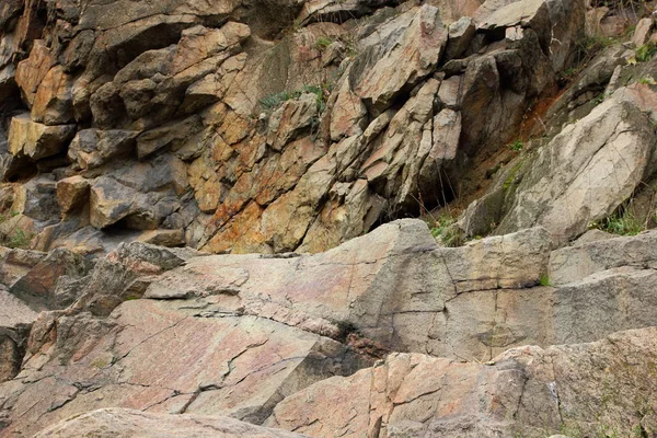 Granithintergrund Pflanzen Stein Abstrakte Steinstruktur Umweltprobleme Tektonische Plattenbrüche Erdbebenfolgen Risse — Stockfoto