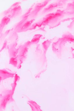 Pembe soyut lekeler beyaz sıvı, pembe uzay arka plan, pop art doku, tasarımcı için minimalist arka plan