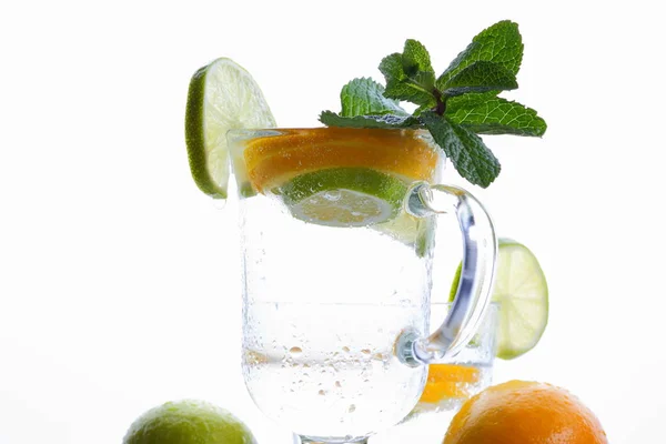 Mojito Lime Lemon Mint Cocktail Ice Glass Cup Soft Drink — Stock Photo, Image