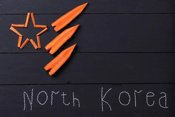 Palavra Arroz Para Coreia Norte Colagem Conceitual Sobre Tema Guerra — Fotografia de Stock