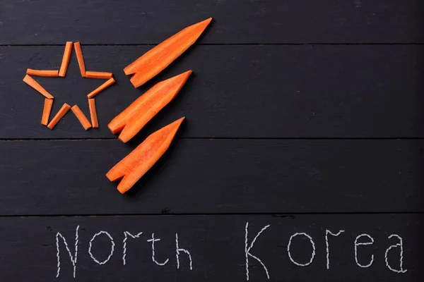 Inscrição Arroz Coreia Norte Uma Colagem Conceitual Guerra Nuclear Com — Fotografia de Stock