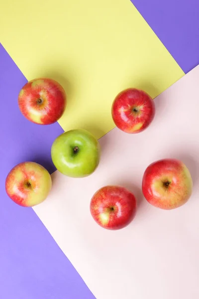 Apples, fruit pop art, red apples pop art on a purple background, fruits for breakfast, vitamins, vegetarian food, colorful background, lots of apples on a pastel pattern, minimalism, trend 2018