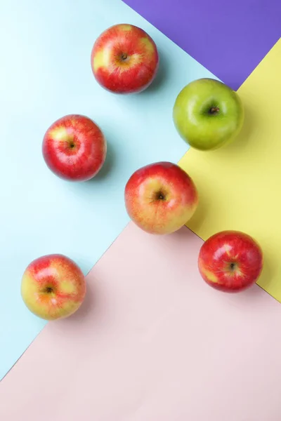 Apples, fruit pop art, red apples pop art on a purple background, fruits for breakfast, vitamins, vegetarian food, colorful background, lots of apples on a pastel pattern, minimalism, trend 2018